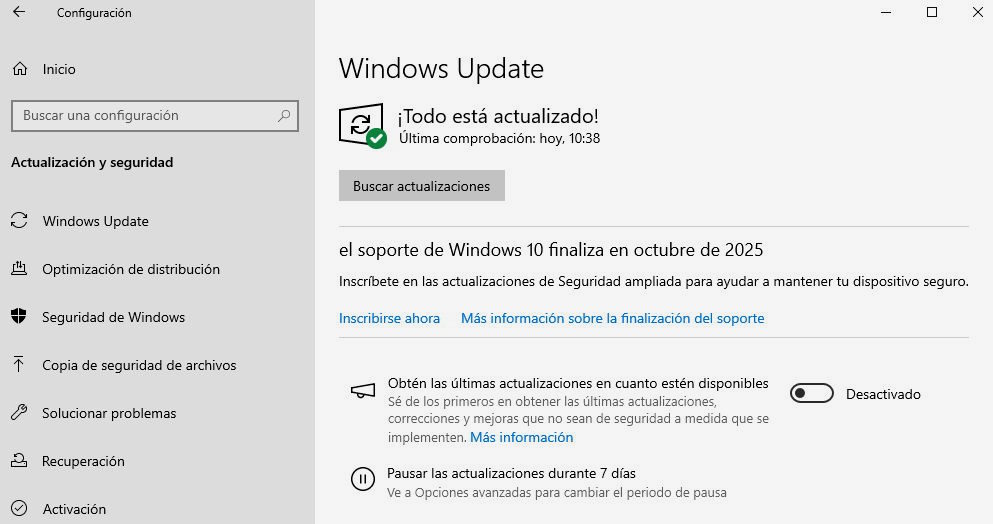 Windows 10 soporte Windows Update